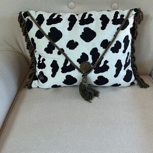 Black and White Animal Print Pillows with Tassels Set of Two
